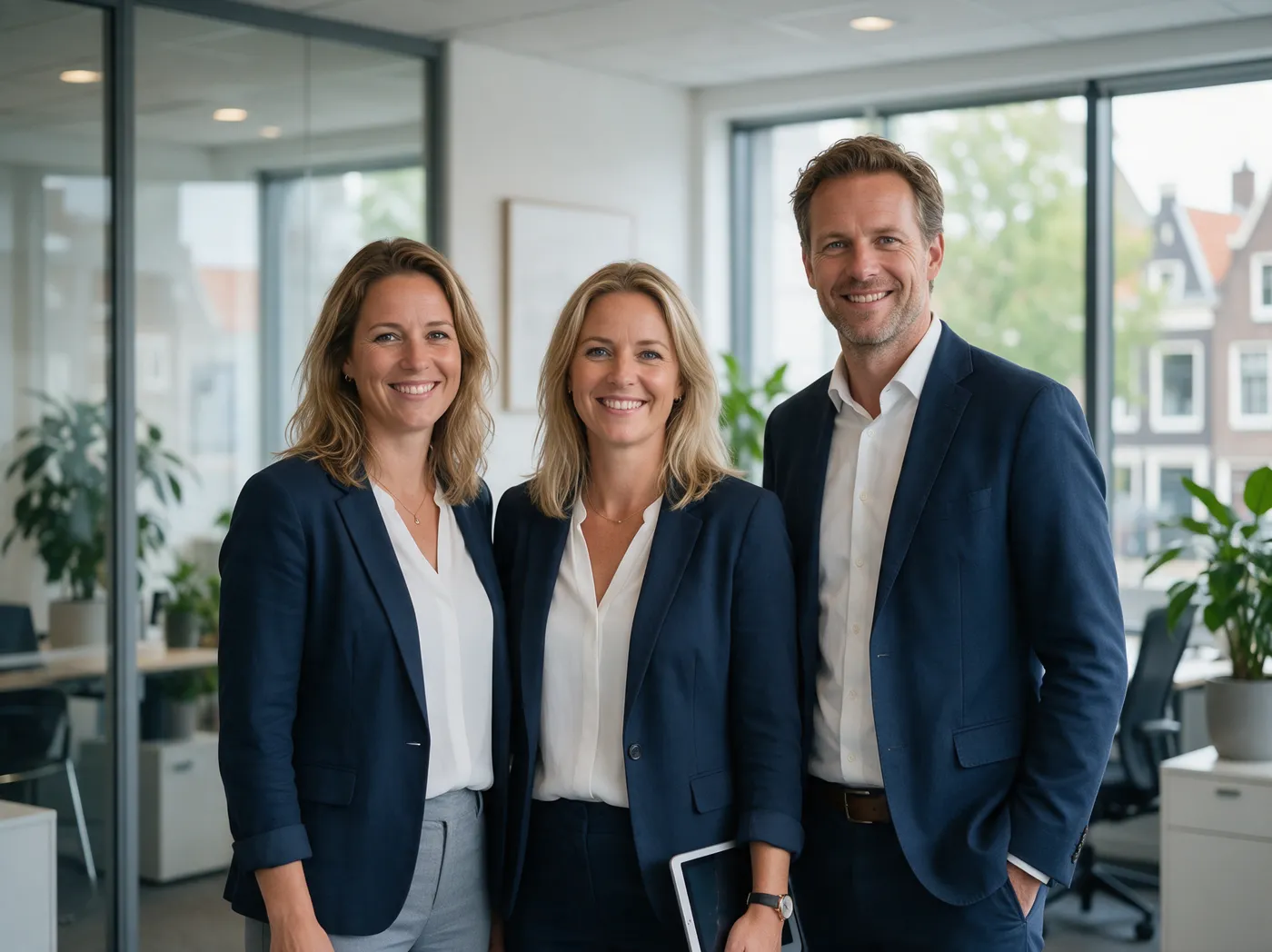 Team van energieadviseurs in een licht, modern kantoor